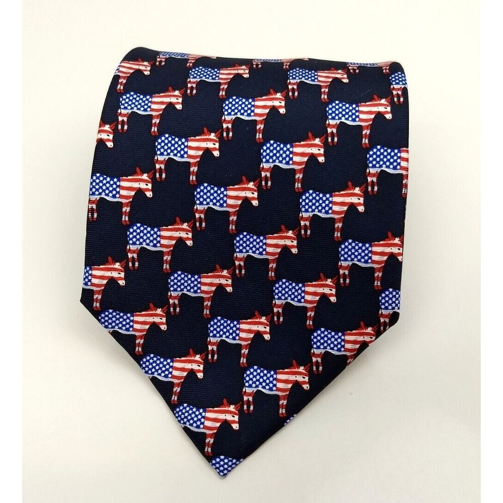 MUSEUM ARTIFACTS‎ All Silk Men's Handmade Neck Tie Democrat Donkey American Flag
